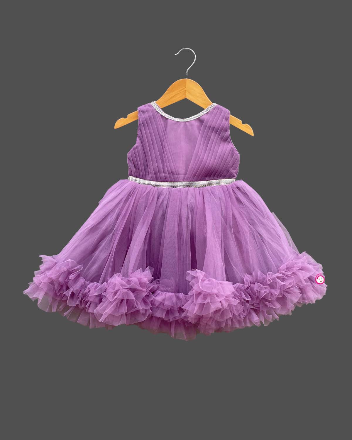 Girls ruffled partywear frock - Purple