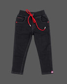 Boys denim pant with ribbed elastic drawstring waistband for party wear for boys collection.