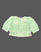 Toddler cotton embroidered top and wide leg pant set for girls birthday outfit and daily wear