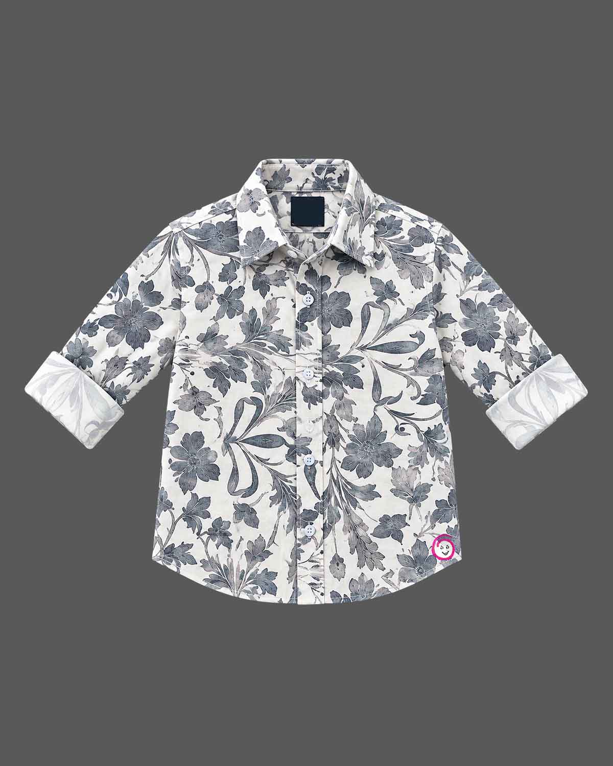 Boys floral printed full-sleeve button-down shirt ideal for party wear for boys with turn-down collar.