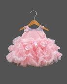 Girls ruffled with partywear frock - Pink