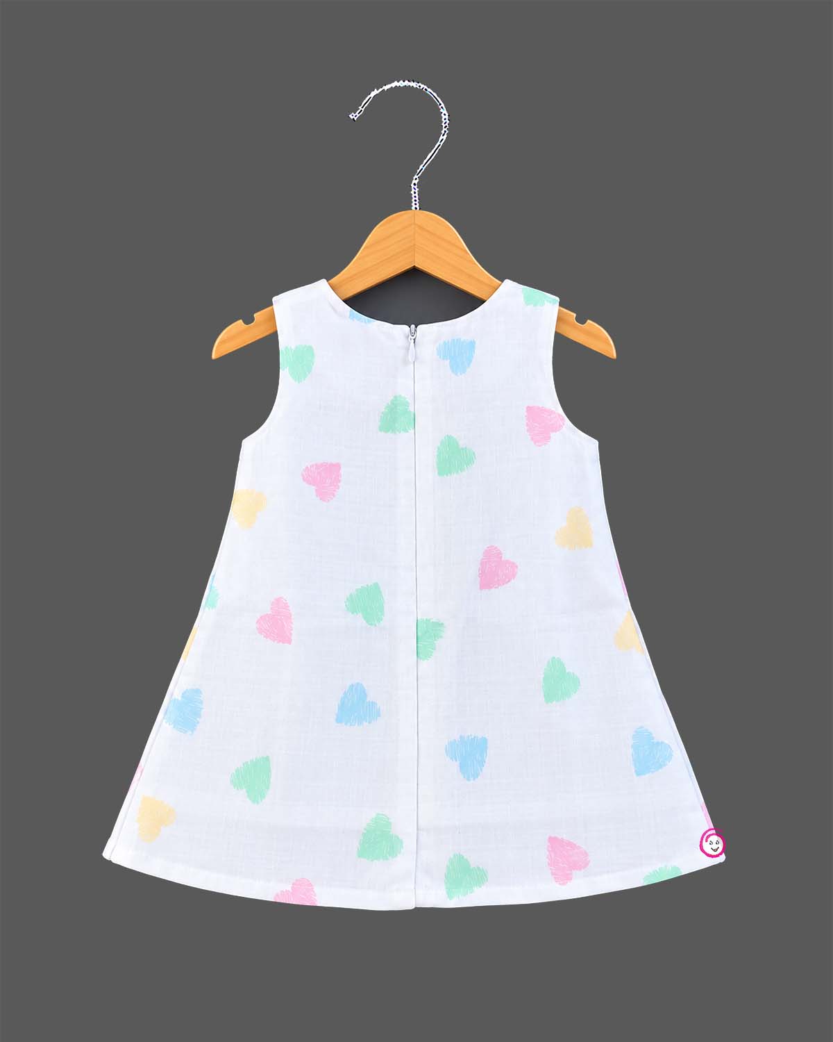 Toddler Heart Printed Cotton Frock for Casual Outing and Playdate