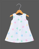 Toddler Heart Printed Cotton Frock for Casual Outing and Playdate