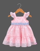 Sleeveless organza tiered frock with ruffled straps and casual frocks for baby girl design details.