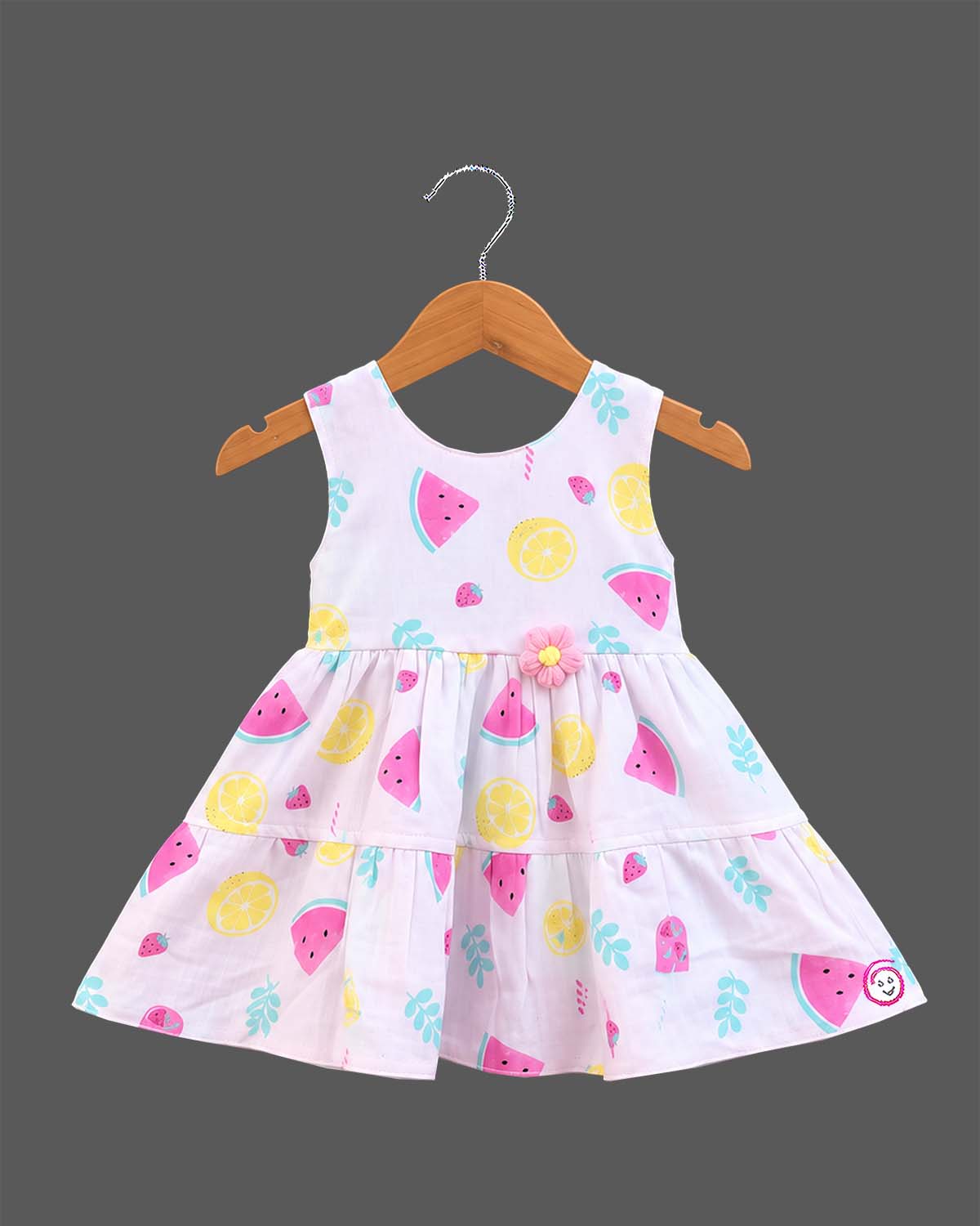 toddler fruit print cotton frock sleeveless casual party dress
