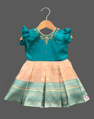 Girls traditional with frill sleeve frock - Dark Green