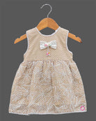 Toddler girl sleeveless embroidered cotton frock with bow detail for casual playdates