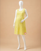 Maternity cotton sleeveless nursing dress with foil print dots and tiered hem