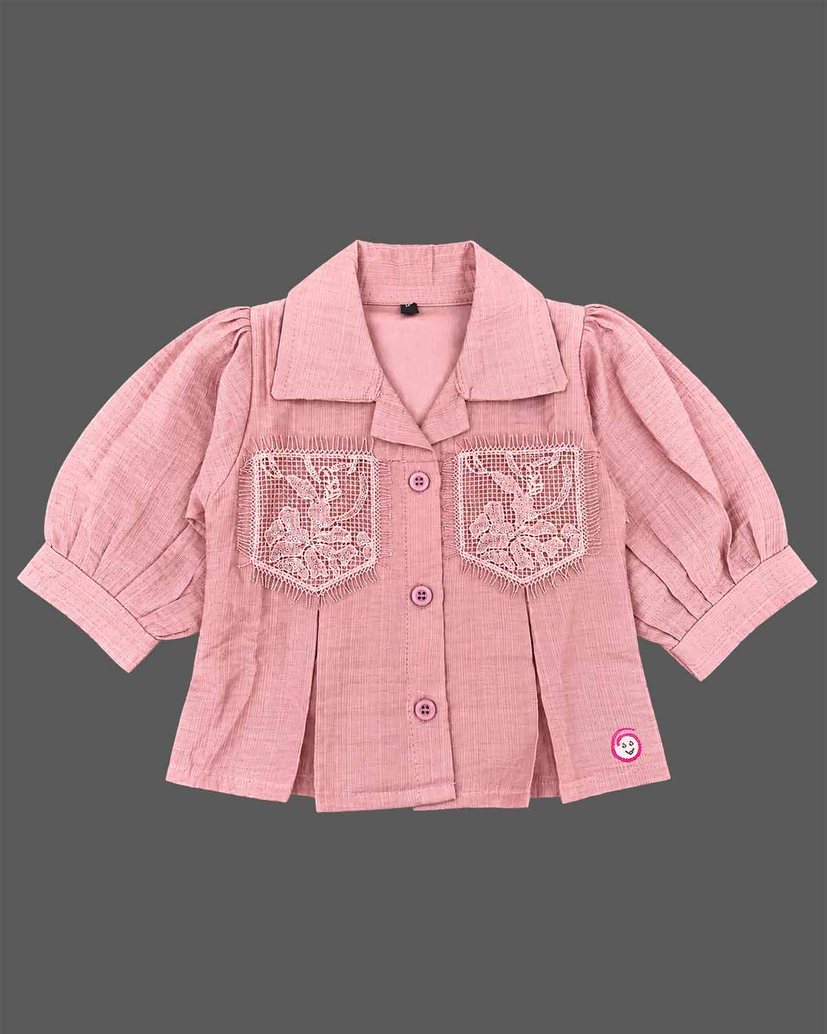 Toddler girl lace pocket with elbow sleeve for casual party wear