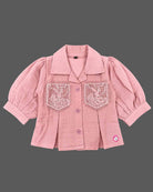 Toddler girl lace pocket with elbow sleeve for casual party wear