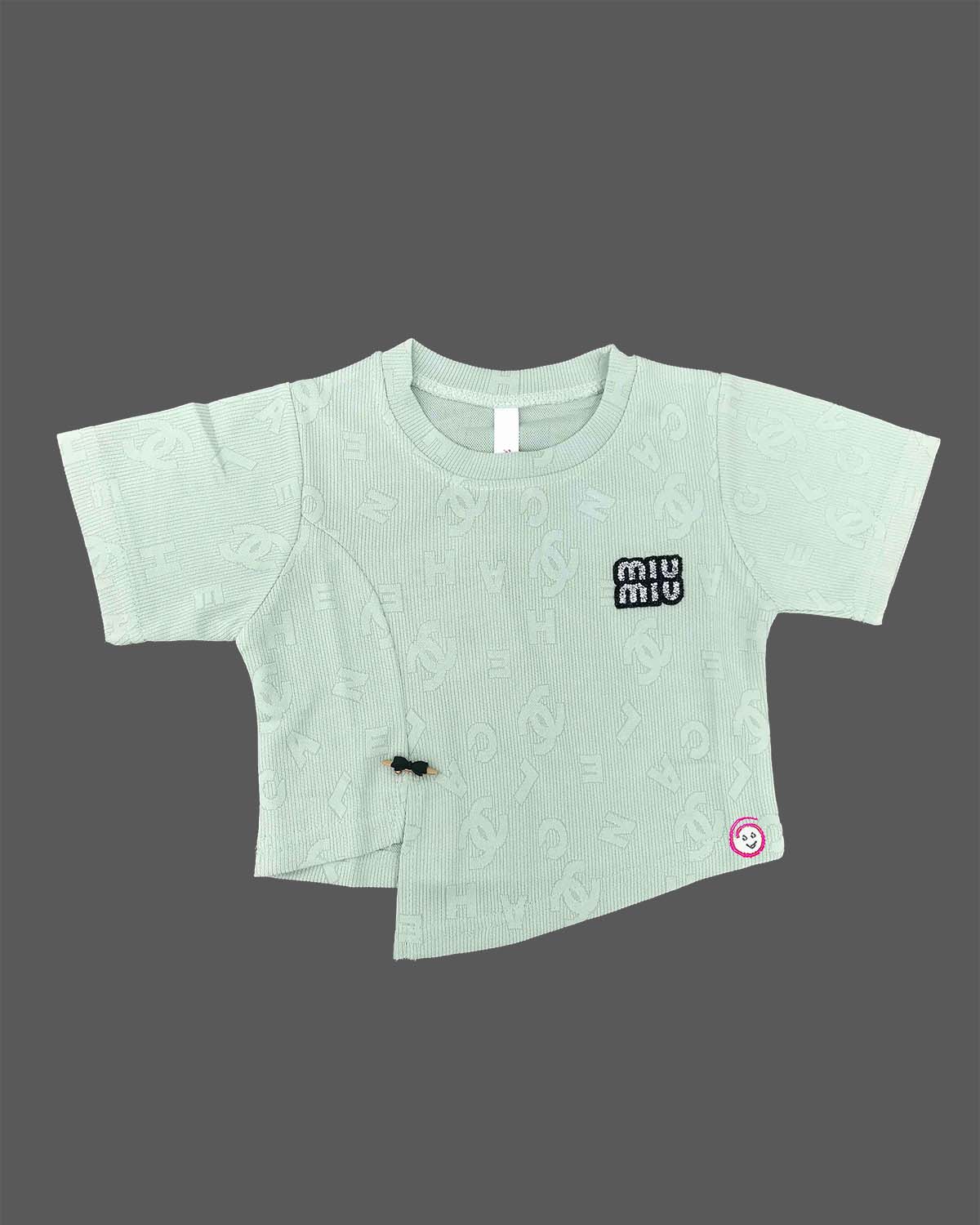 Girls ribbed asymmetric western top for casual wear and playdates