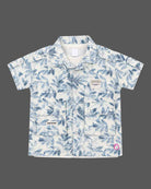 indo western dress for boys leaf-print short-sleeve shirt and utility cargo shorts set