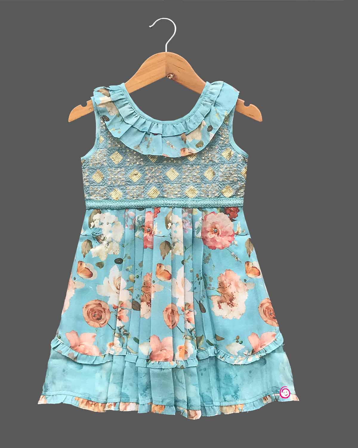 Girls sleeveless flower printed casual frock