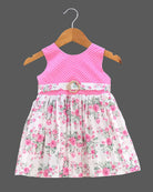 Girls floral printed casual frock - Pink