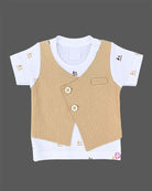 Boys short sleeve t-shirt with attached vest and matching shorts dress for infant