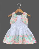 Girls elegant design western frock with overcoat - White