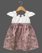 Baby girl cap sleeve floral dress with waist flower applique
