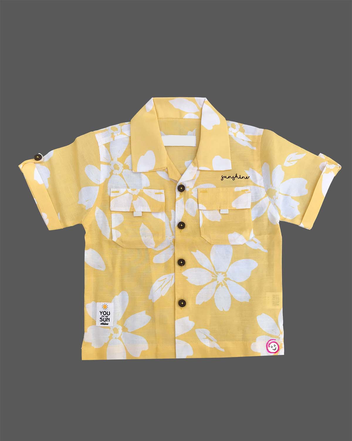 Toddler Boys patterned short-sleeve shirt and white shorts set for summer outings