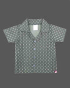 Comfortable geometric patterned shirt and shorts set for boys.