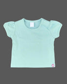 Mint green half sleeve t-shirt and white unicorn printed Candy House girls knitted cotton pinafore frock dress set for weekend and casual wear