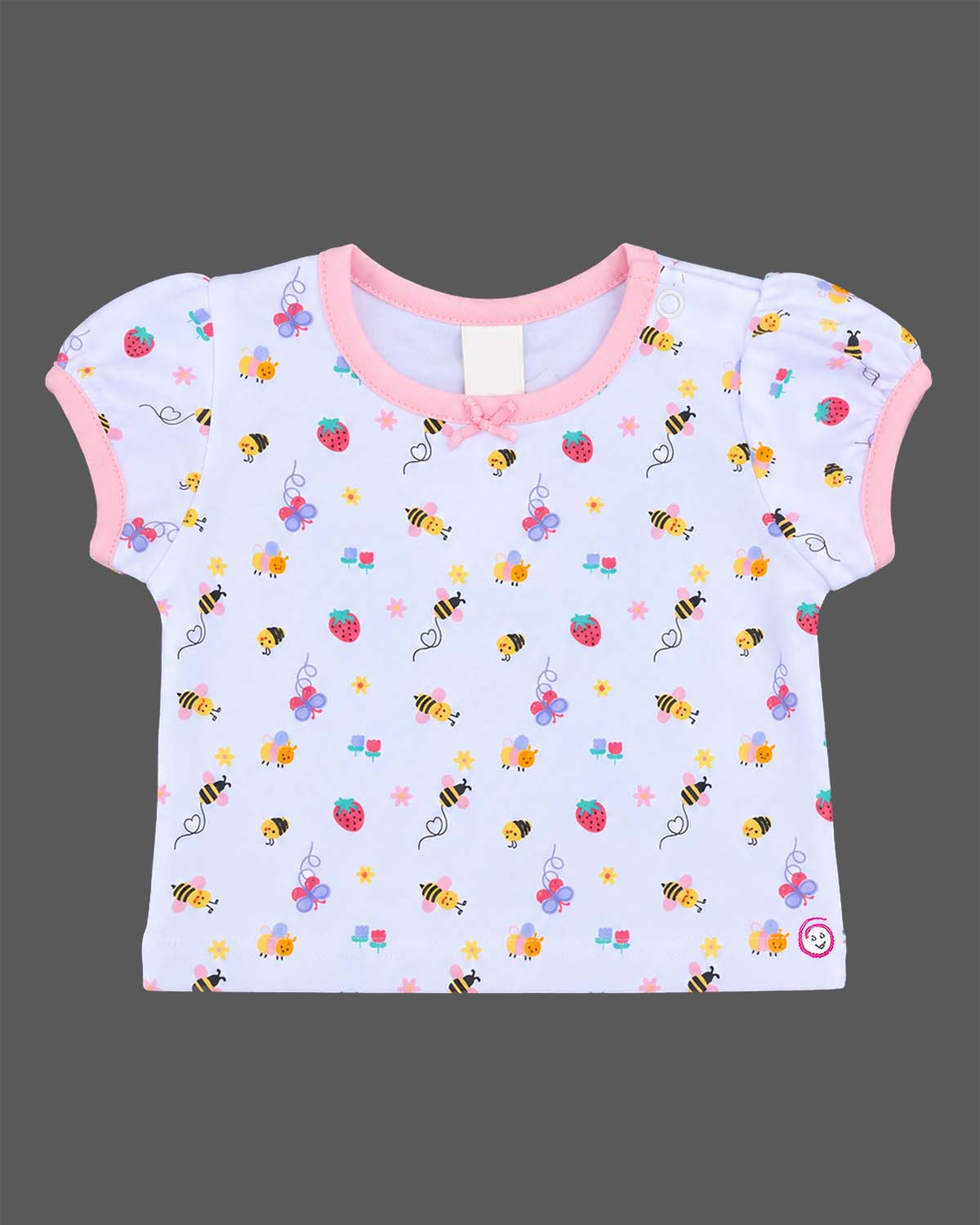 Toddler pinafore dress with cap sleeve printed t-shirt set for casual wear
