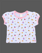 Toddler pinafore dress with cap sleeve printed t-shirt set for casual wear