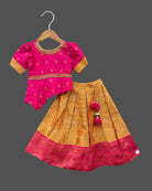 Girls ethnic wear half sleeve with choli - Dark Pink