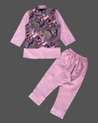 Boys colorful printed modi suit - Lavender