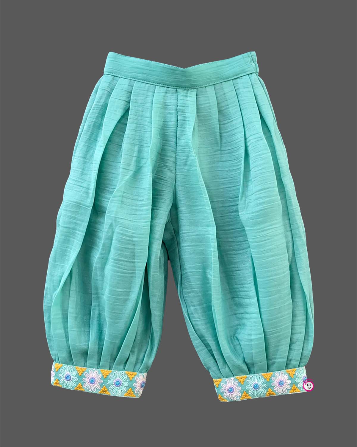Baby girl ethnic floral embroidered sleeveless short kurti with pleated dhoti pants traditional outfit