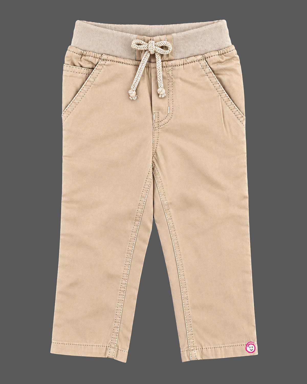 Toddler boys cotton twill pants with elastic waistband and drawstring for festive wear