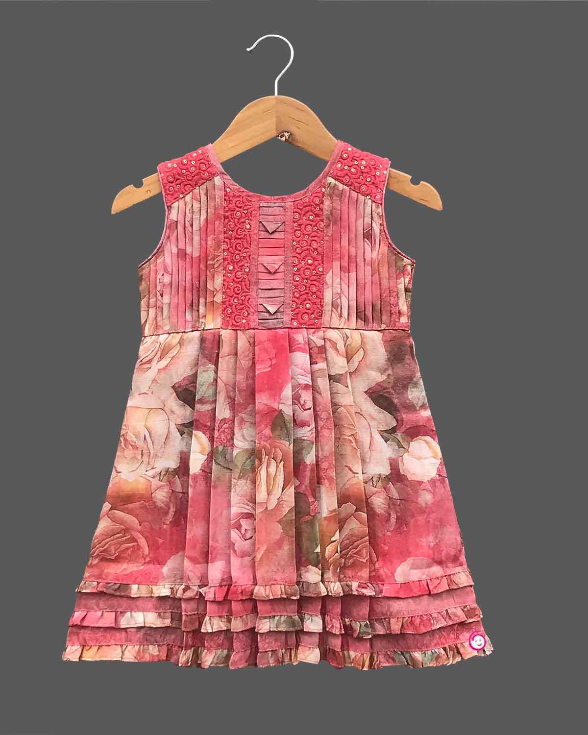 Girls elegant design casual frock - Pink