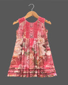 Girls elegant design casual frock - Pink