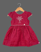 Girls cap sleeve with plain casual frock - Maroon