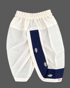 Baby Boy Ethnic Wear set with contrast panel dhoti, sleeveless embroidered and collar