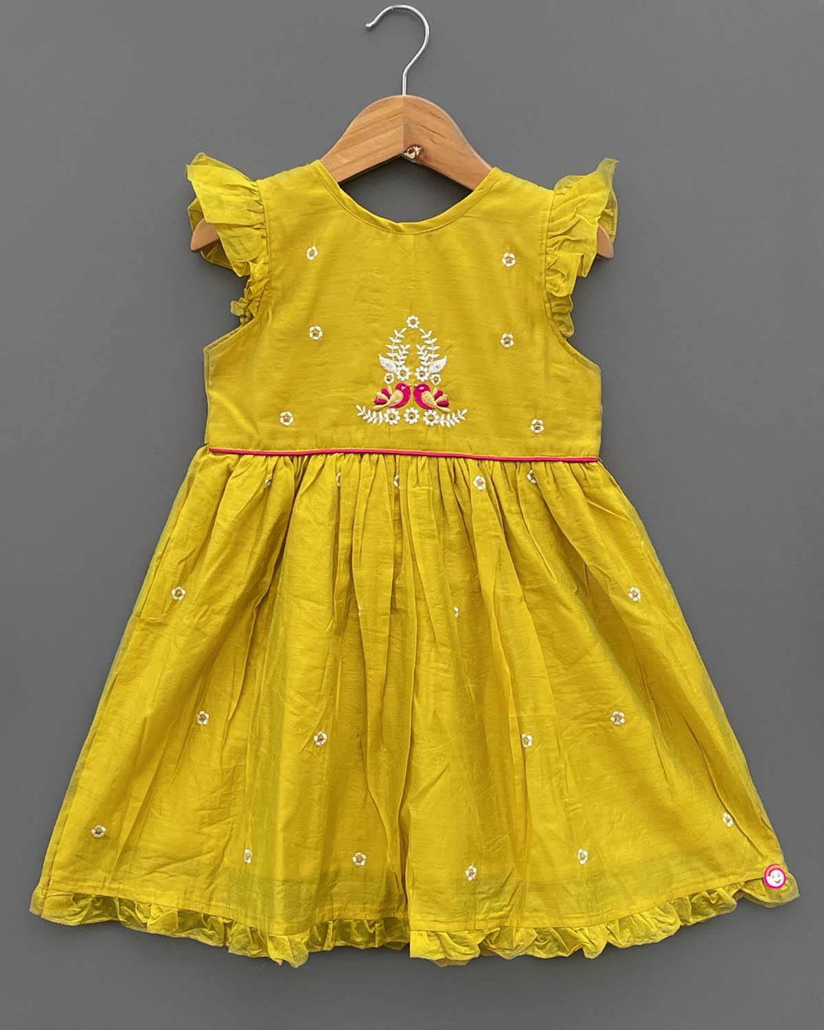 Girls frill sleeve with embroidery traditional frock