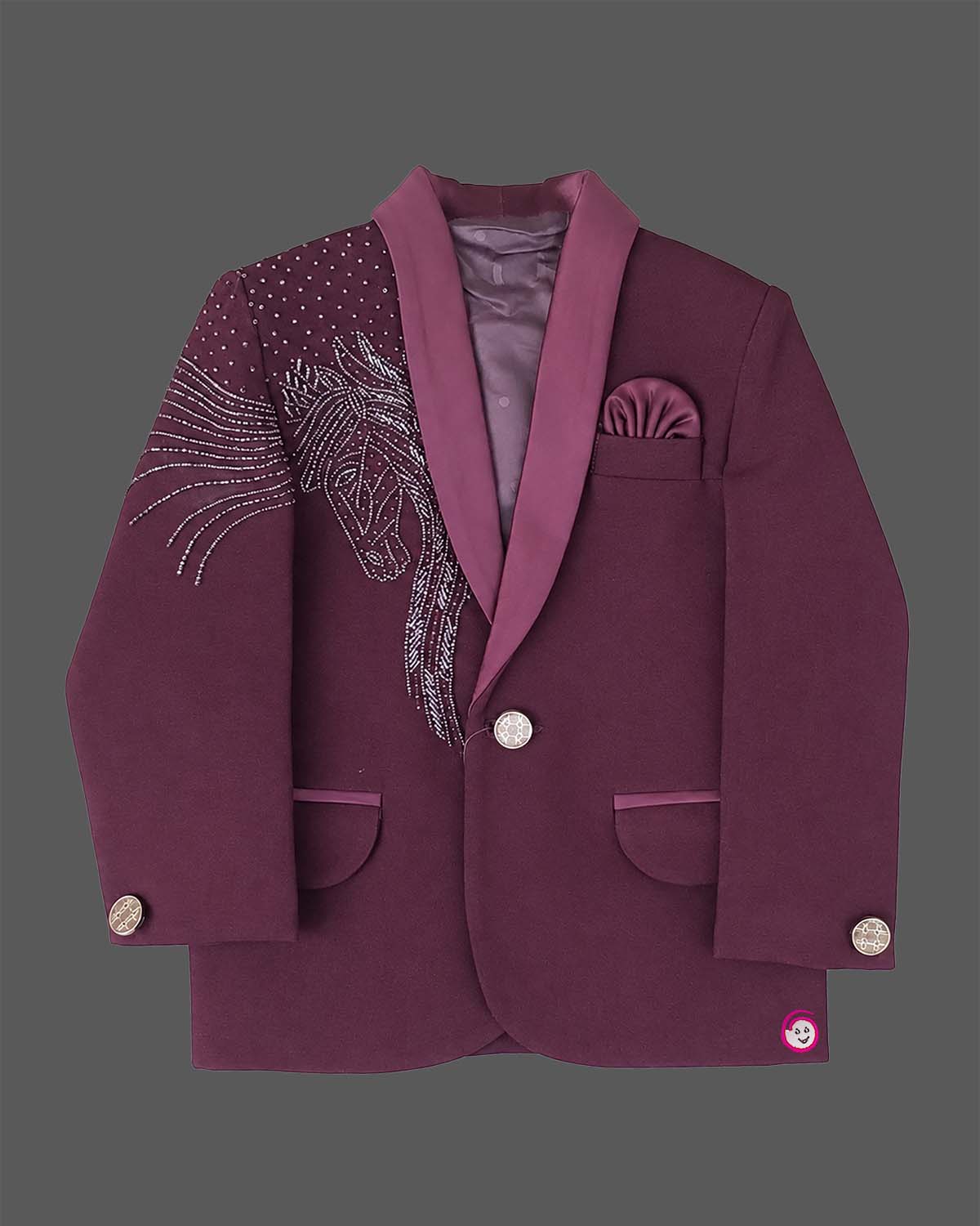 Little gentleman embroidered tuxedo suit set featuring blazer waistcoat bow and tie for wedding party