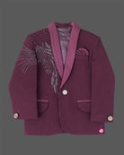 Little gentleman embroidered tuxedo suit set featuring blazer waistcoat bow and tie for wedding party