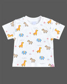 Baby boy short dungaree romper and t-shirt clothes for infants set with animal print
