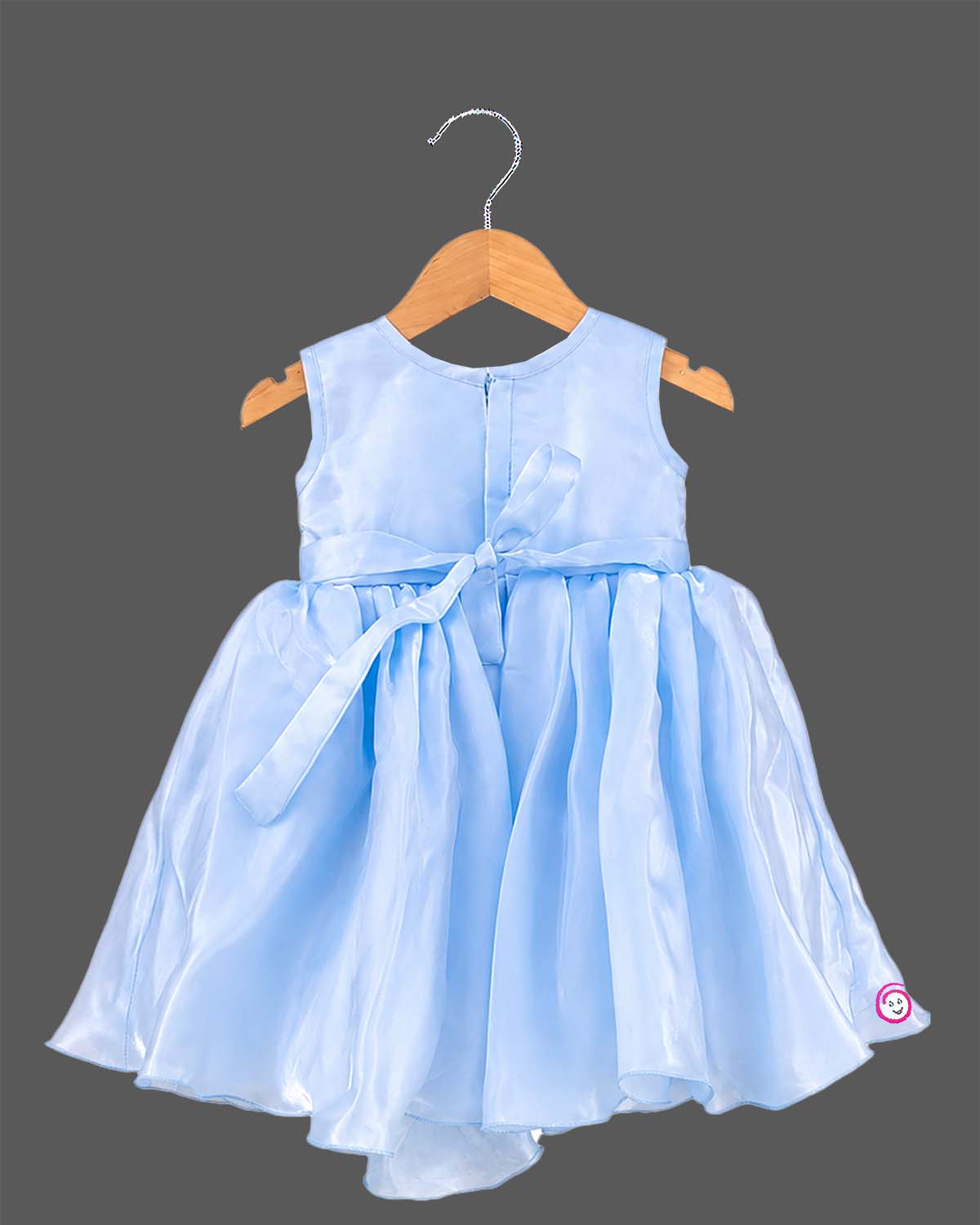 Baby girl floral embroidered party frock with sequin bodice and 3D flower detail