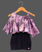 Toddler printed midi dress with cold shoulder overlay for birthday party and casual wear