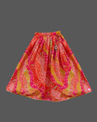 Girls printed with sequin ethnic top & skirt - Pink