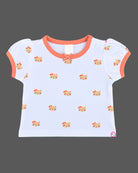 Infant pinafore dress set with short sleeve printed top and pinafore skirt dress for infants