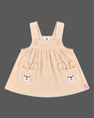 Infant pinafore dress set with printed short sleeve top and cute bear pocket dress for infant daily wear
