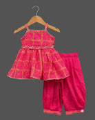 Girls attractive color with patiyala set - Dark Pink