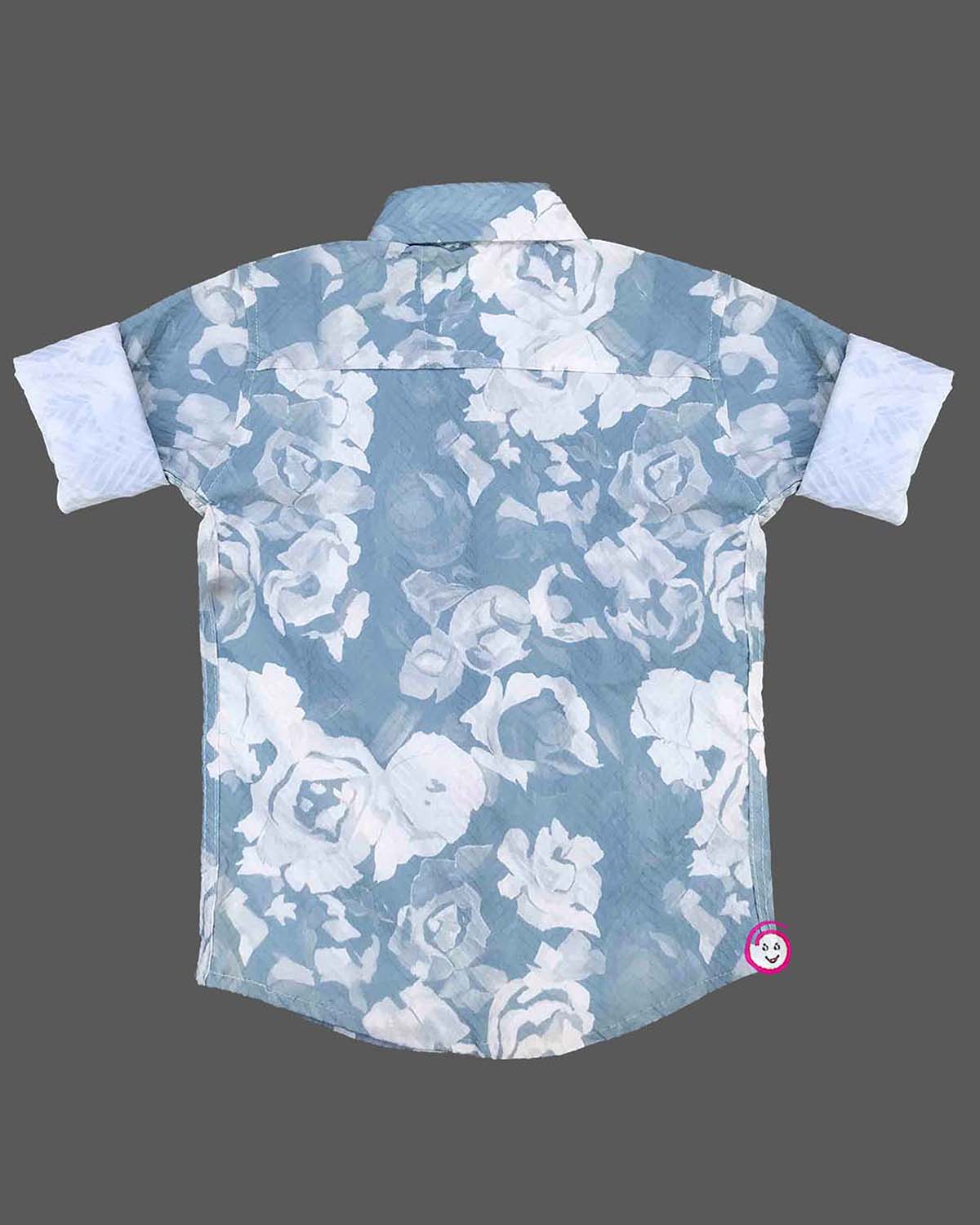 Boy Baby  floral printed cotton shirt with roll up sleeves and button front closure for boys