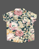 Baby boys floral printed cotton short sleeve shirt with button closures for family gatherings