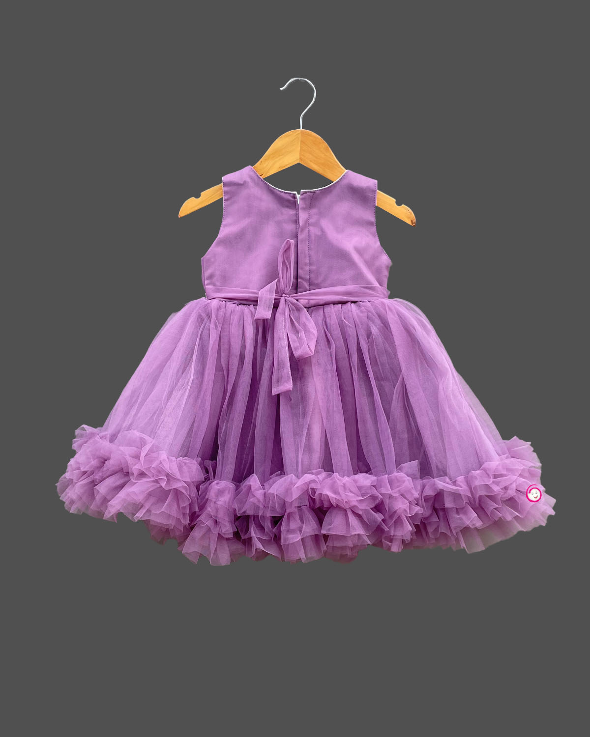 Girls ruffled partywear frock - Purple