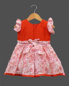 Girls sequin & flower embellished traditional frock - Orange