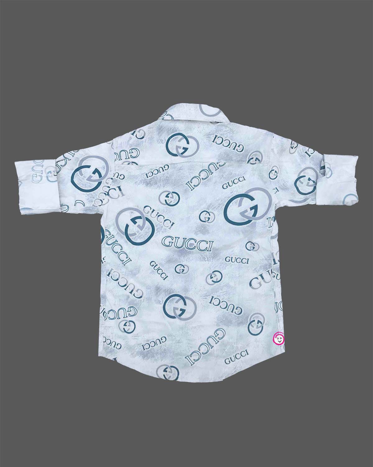Toddler boys designer printed short sleeve collared shirt with button detail