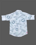 Toddler boys designer printed short sleeve collared shirt with button detail